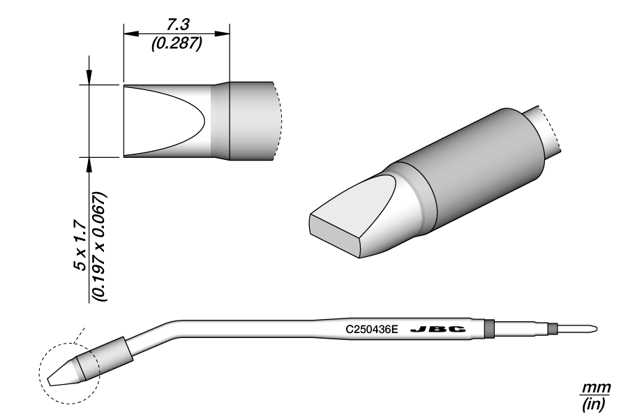 C250436E - Chisel Cartridge 5 x 1.7